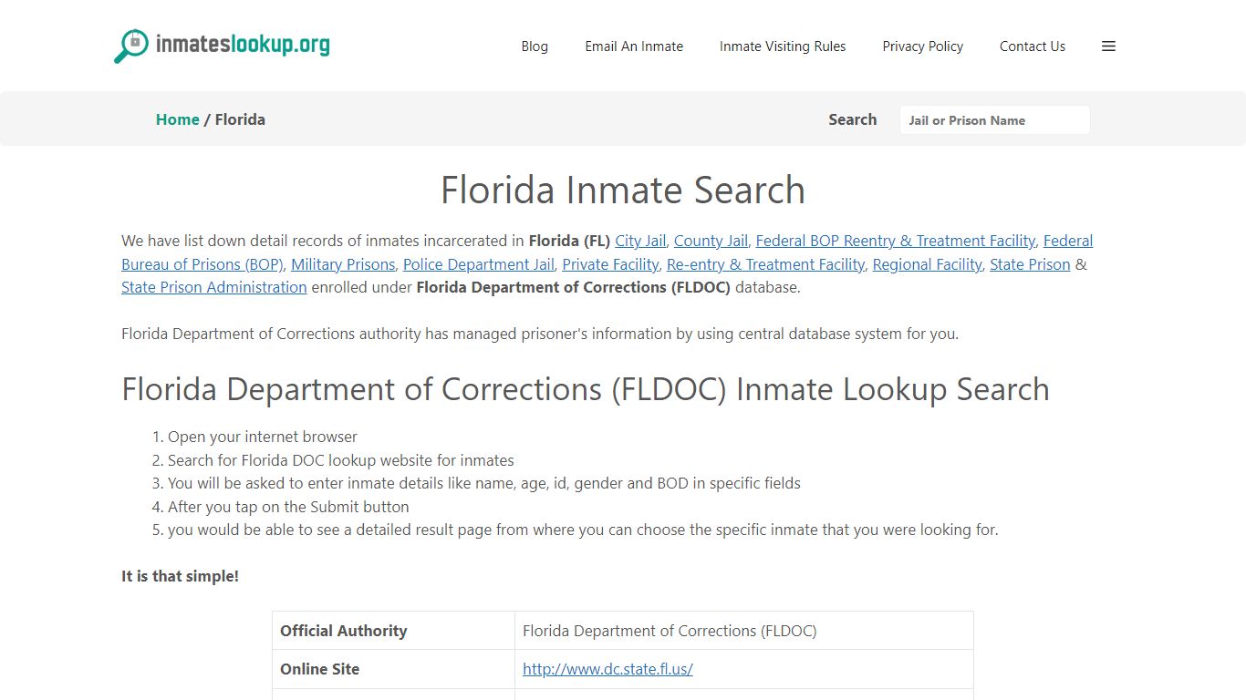 Florida Inmate Search - Inmates lookup